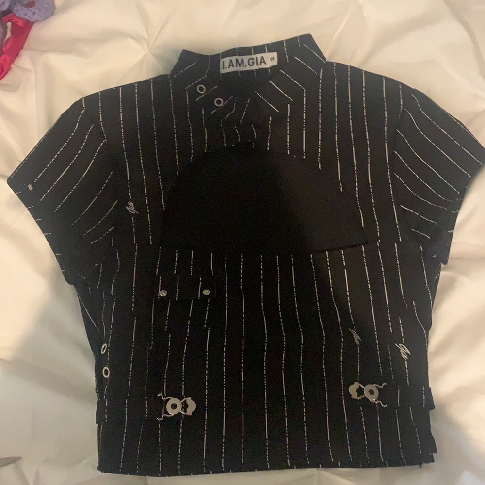 I.AM.GIA. FRAN PINSTRIPE CROP TOP